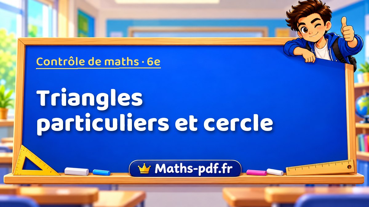 Triangles particuliers et cercle – Contrôle de maths niveau 6e sur Maths-pdf.fr