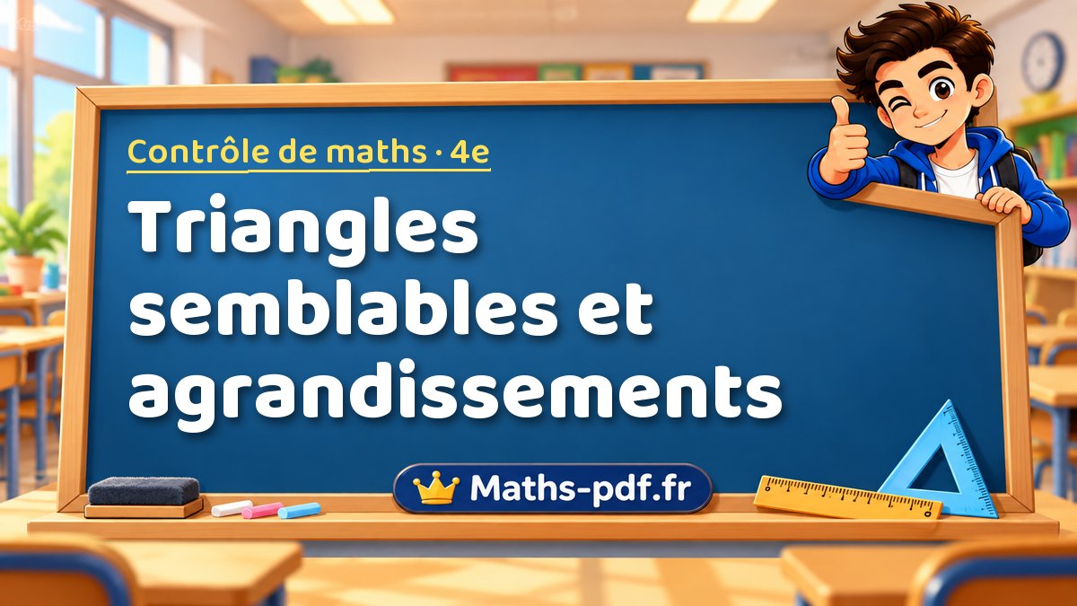 Triangles semblables et agrandissements – Contrôle de maths niveau 4e sur Maths-pdf.fr