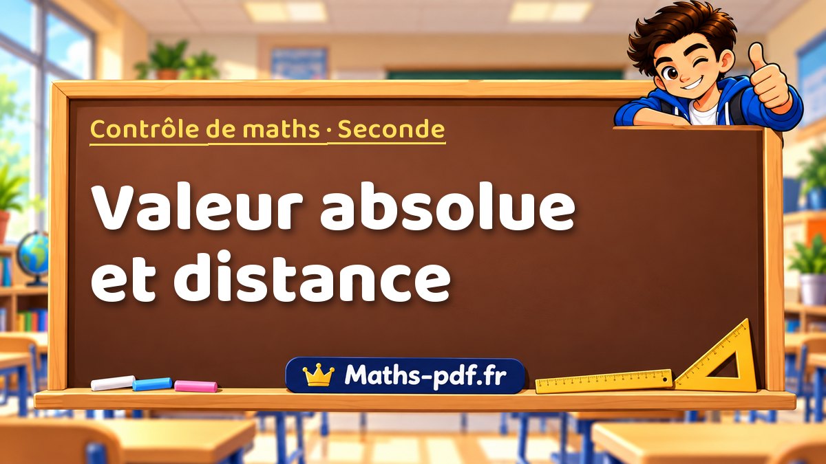 Valeur absolue et distance – Contrôle de maths niveau Seconde sur Maths-pdf.fr