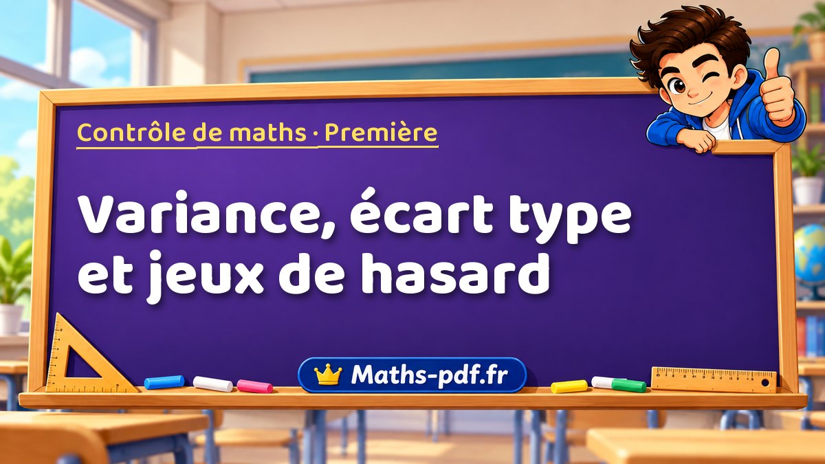 Variance, écart type et jeux de hasard – Contrôle de maths niveau Première sur Maths-pdf.fr
