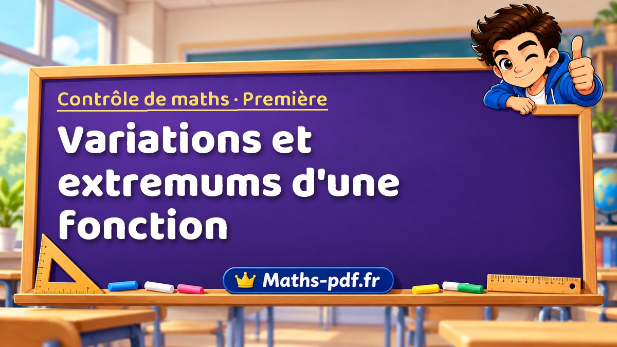 Variations et extremums d'une fonction – Contrôle de maths niveau Première sur Maths-pdf.fr