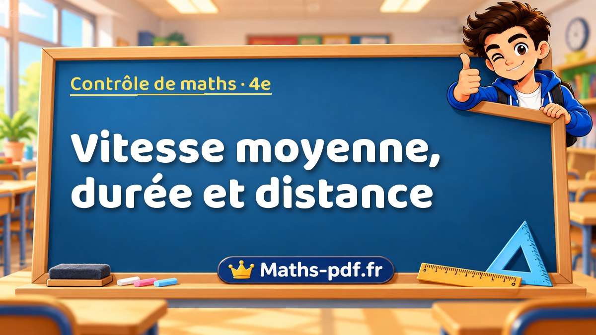 Vitesse moyenne, durée et distance – Contrôle de maths niveau 4e sur Maths-pdf.fr