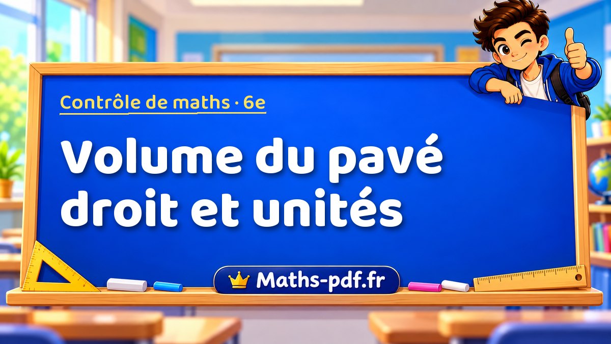 Volume du pavé droit et unités – Contrôle de maths niveau 6e sur Maths-pdf.fr