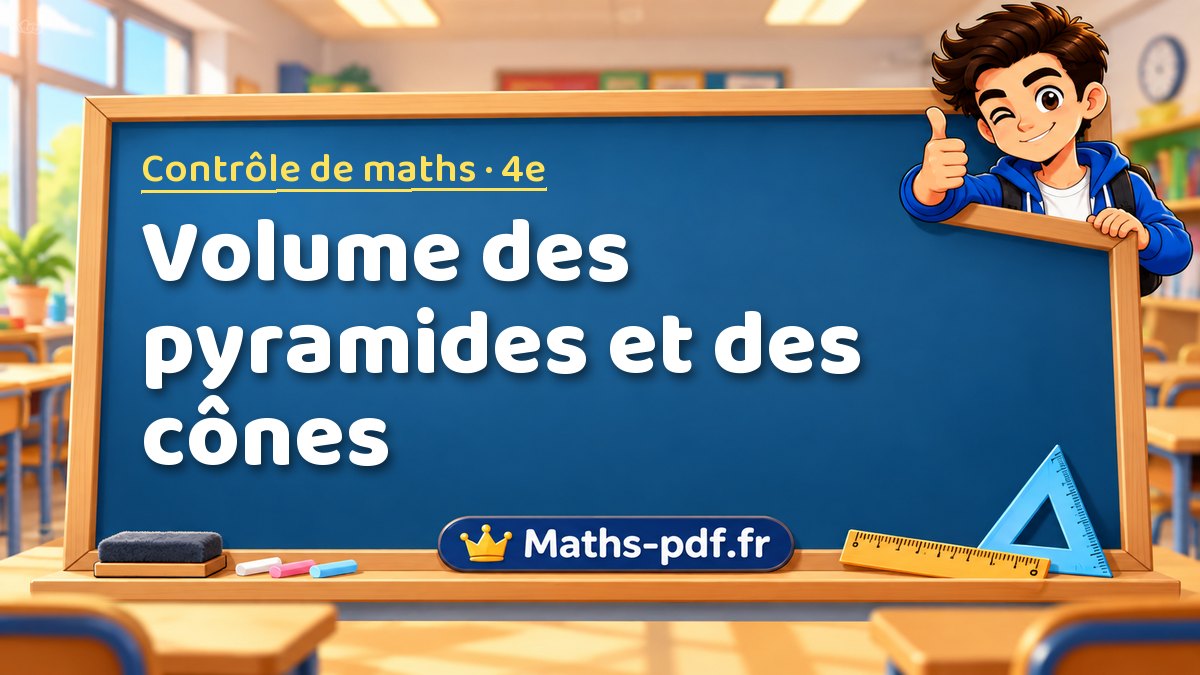 Volume des pyramides et des cônes – Contrôle de maths niveau 4e sur Maths-pdf.fr