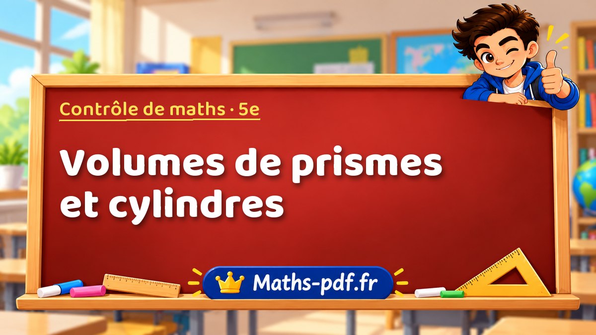 Volumes de prismes et cylindres – Contrôle de maths niveau 5e sur Maths-pdf.fr