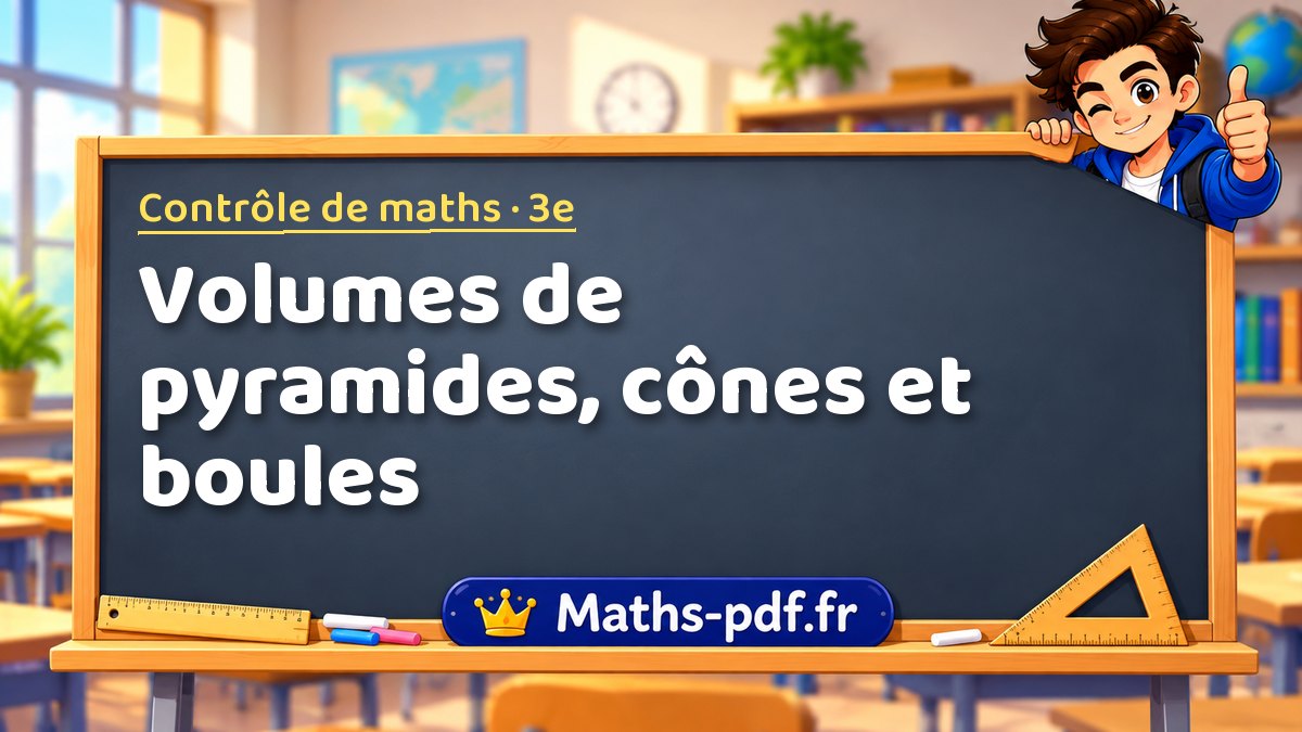 Volumes de pyramides, cônes et boules – Contrôle de maths niveau 3e sur Maths-pdf.fr