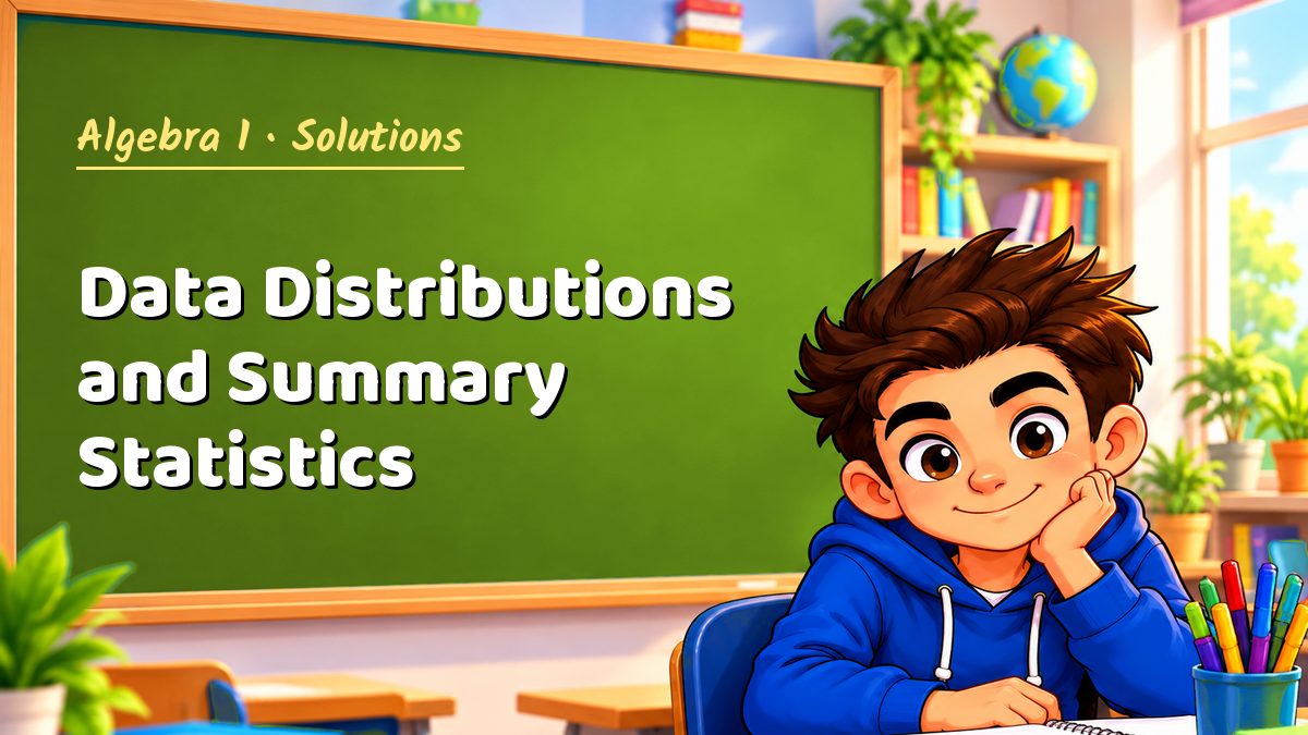 Algebra 1 math worksheet solutions: Data Distributions and Summary Statistics – Maths PDF