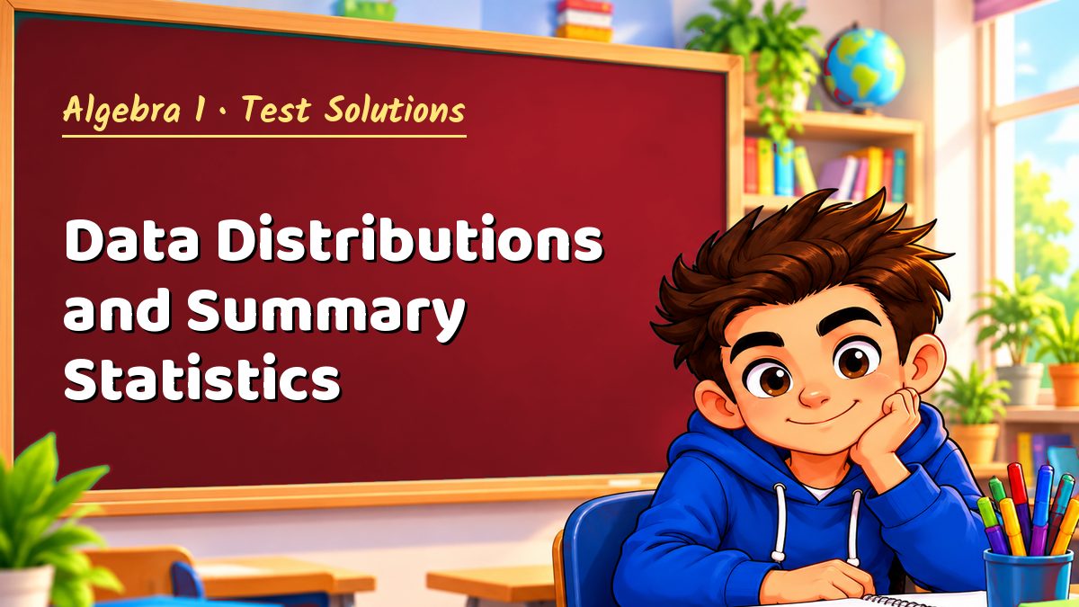 Algebra 1 math test solutions: Data Distributions and Summary Statistics – Maths PDF