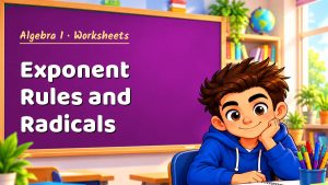 Algebra 1 Exponent Rules and Radicals Worksheet (PDF)