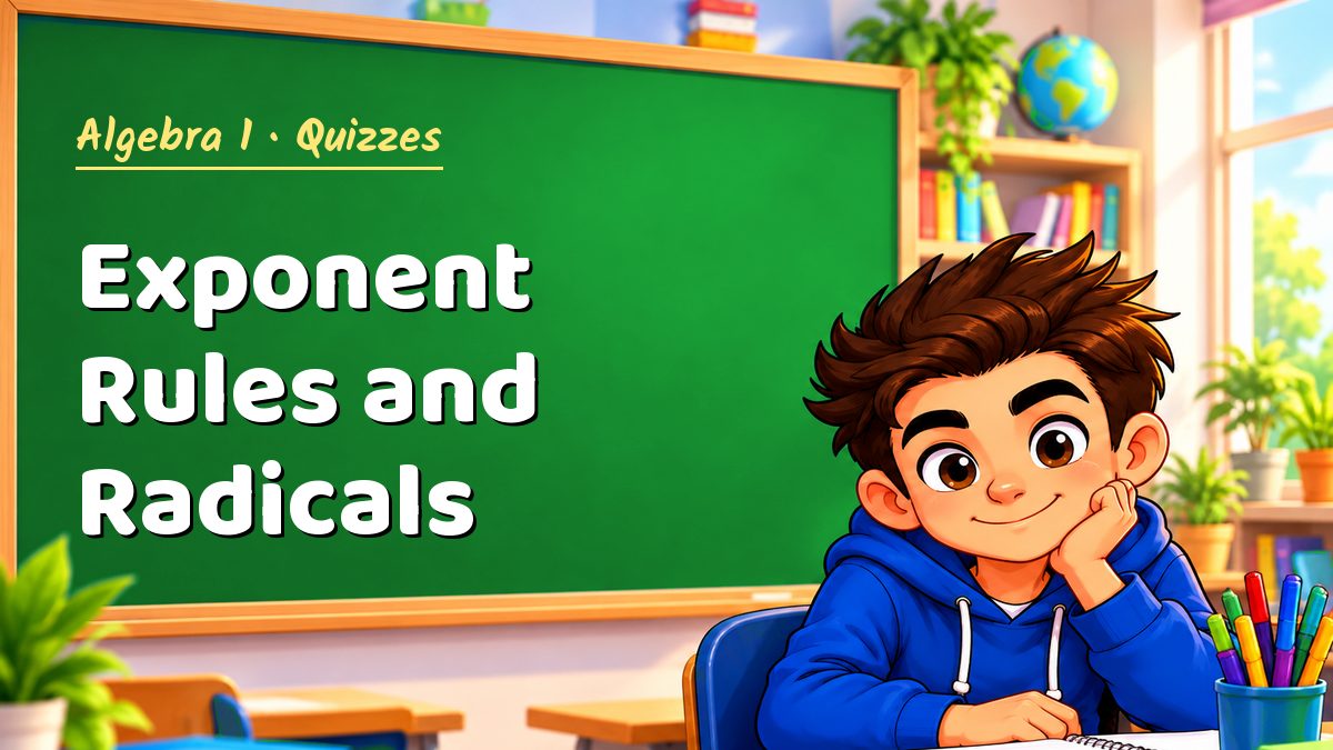 Algebra 1 math quiz: Exponent Rules and Radicals – Maths PDF