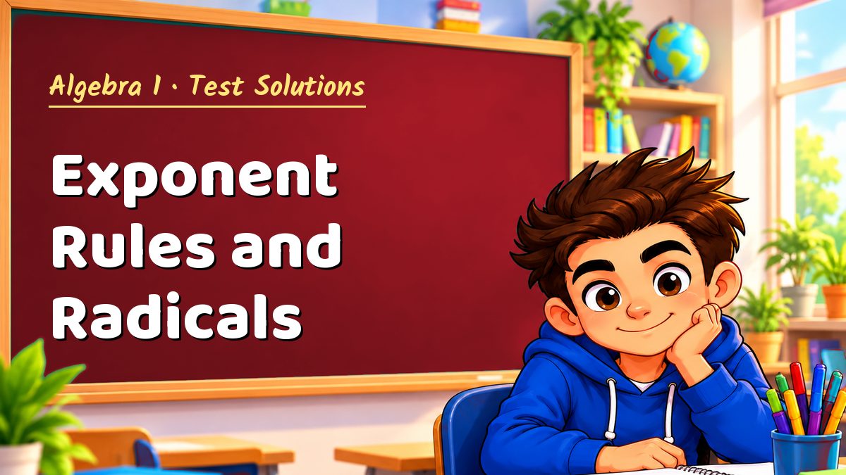 Algebra 1 math test solutions: Exponent Rules and Radicals – Maths PDF