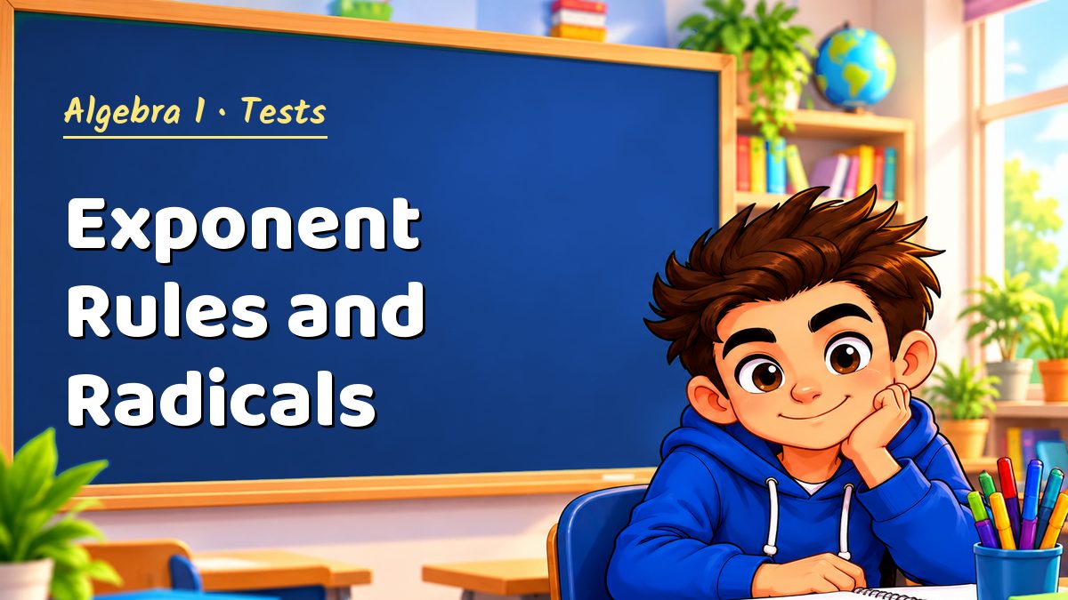 Algebra 1 math test: Exponent Rules and Radicals – Maths PDF