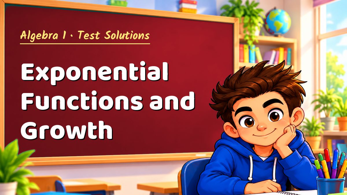 Algebra 1 math test solutions: Exponential Functions and Growth – Maths PDF