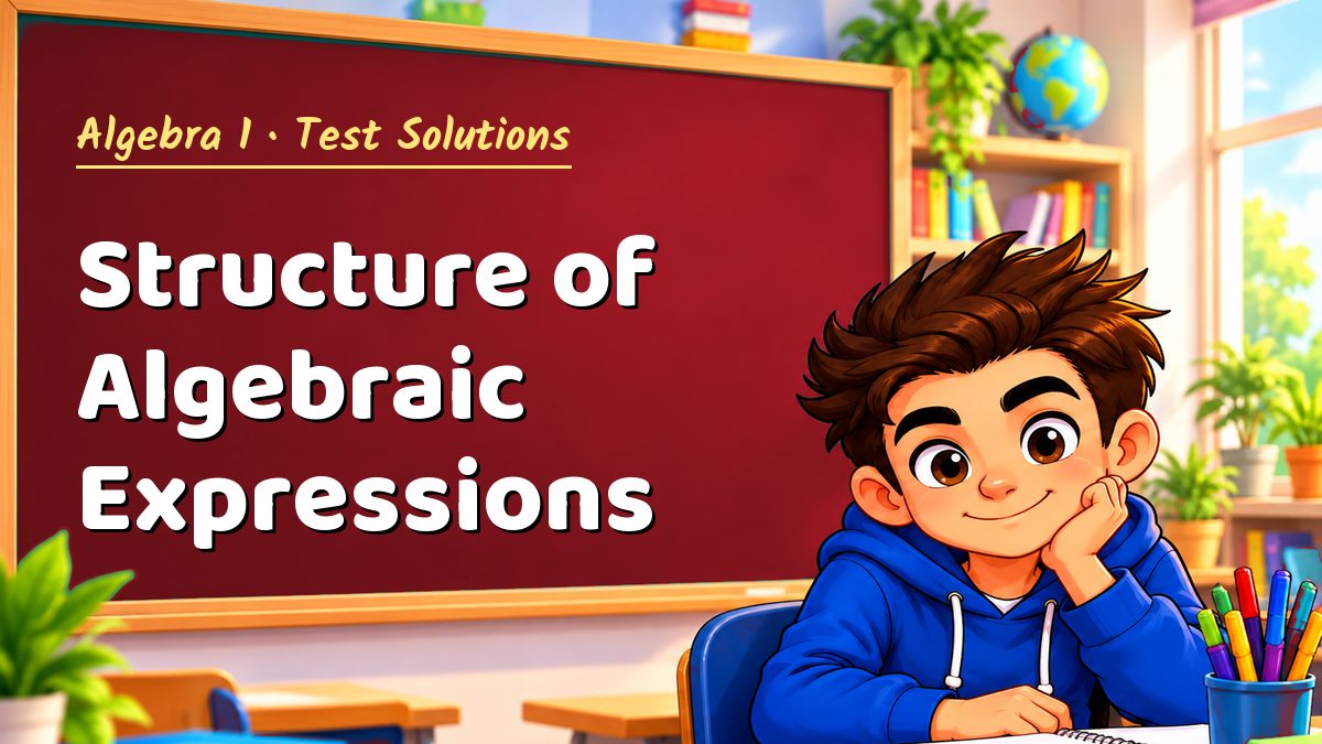 Algebra 1 math test solutions: Structure of Algebraic Expressions – Maths PDF