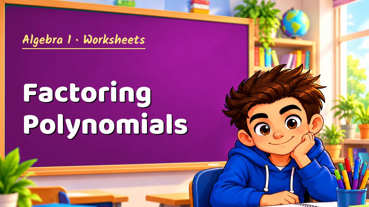 Algebra 1 math worksheet: Factoring Polynomials – Maths PDF