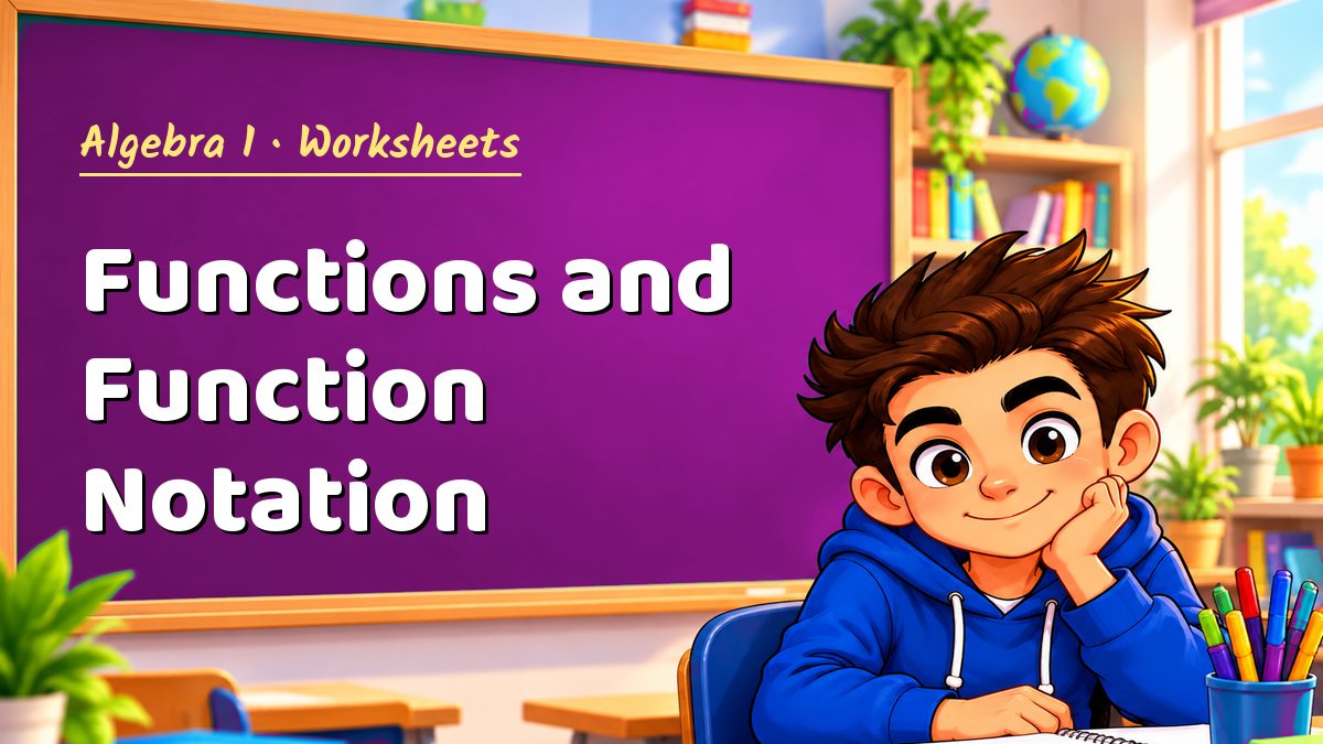 Algebra 1 math worksheet: Functions and Function Notation – Maths PDF
