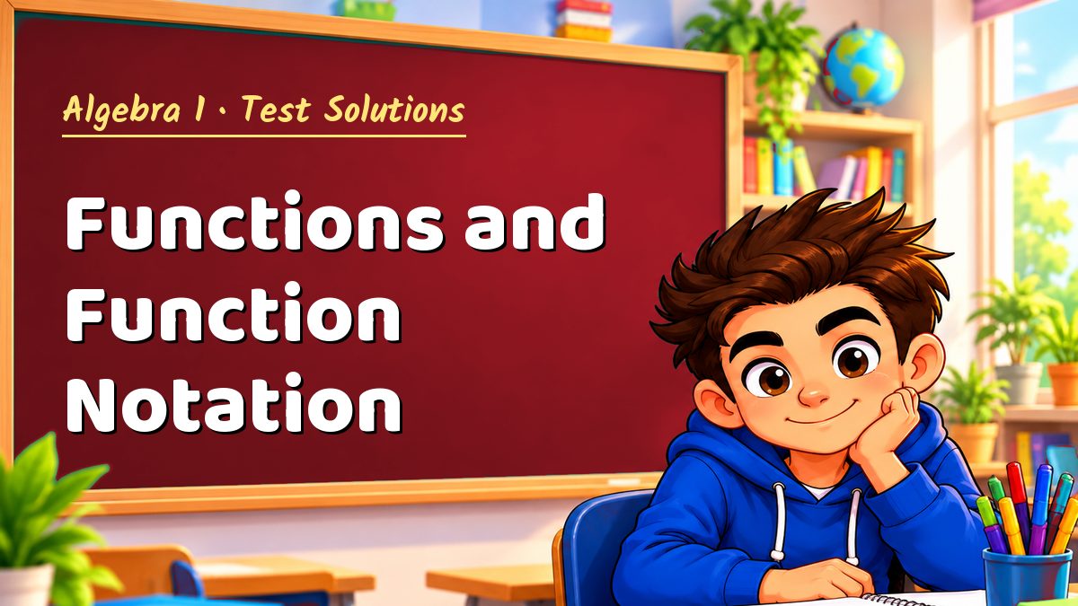 Algebra 1 math test solutions: Functions and Function Notation – Maths PDF