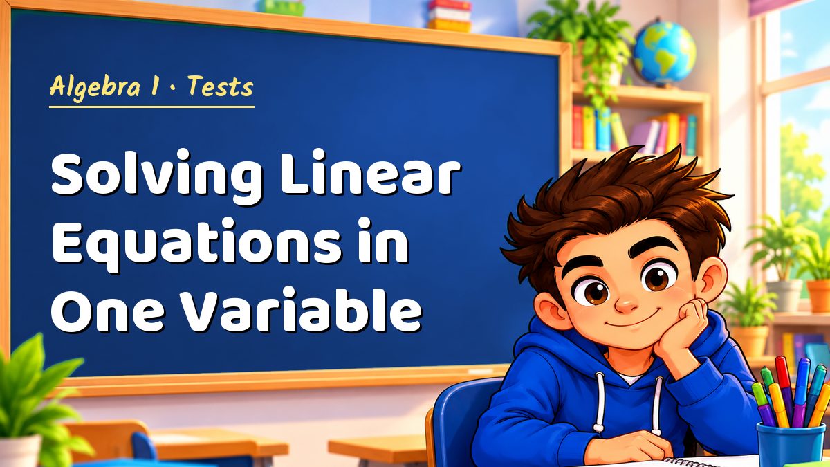 Algebra 1 math test: Solving Linear Equations in One Variable – Maths PDF