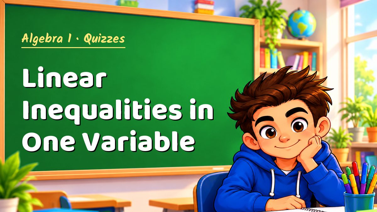 Algebra 1 math quiz: Linear Inequalities in One Variable – Maths PDF