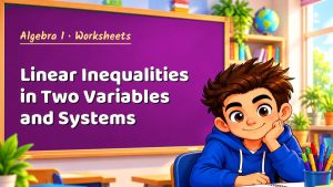Algebra 1 Linear Inequalities in Two Variables and Systems Worksheet (PDF)