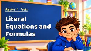 Algebra 1 Literal Equations and Formulas Test with Point Values (PDF)