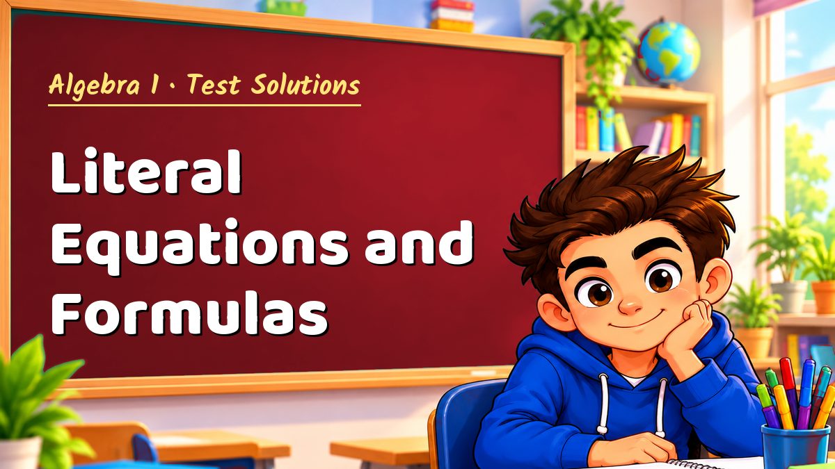 Algebra 1 math test solutions: Literal Equations and Formulas – Maths PDF