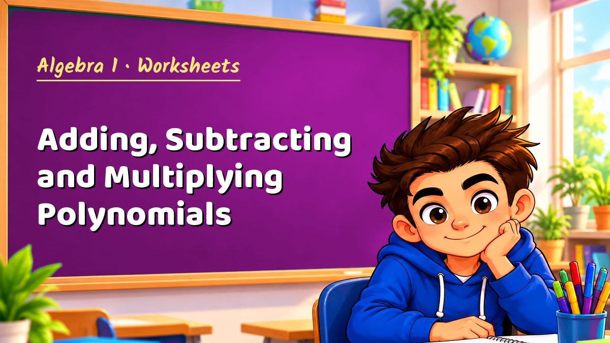 Algebra 1 math worksheet: Adding, Subtracting and Multiplying Polynomials – Maths PDF