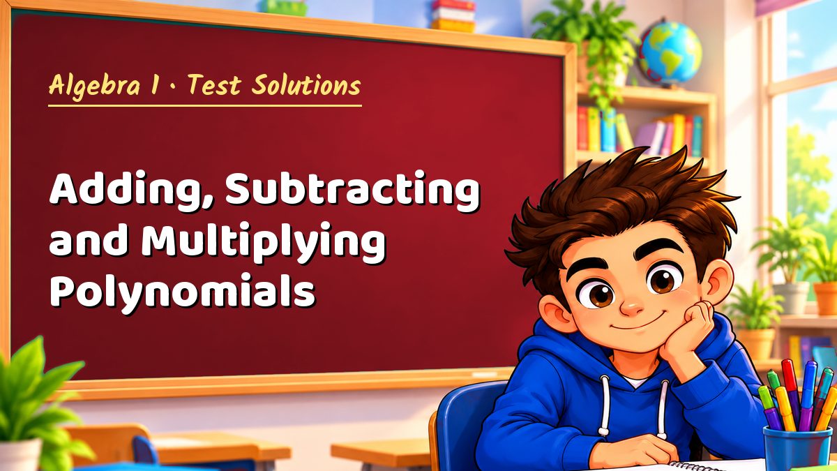 Algebra 1 math test solutions: Adding, Subtracting and Multiplying Polynomials – Maths PDF