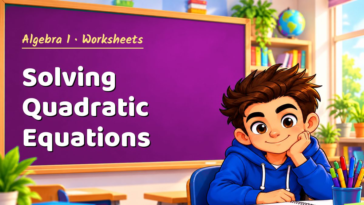 Algebra 1 math worksheet: Solving Quadratic Equations – Maths PDF