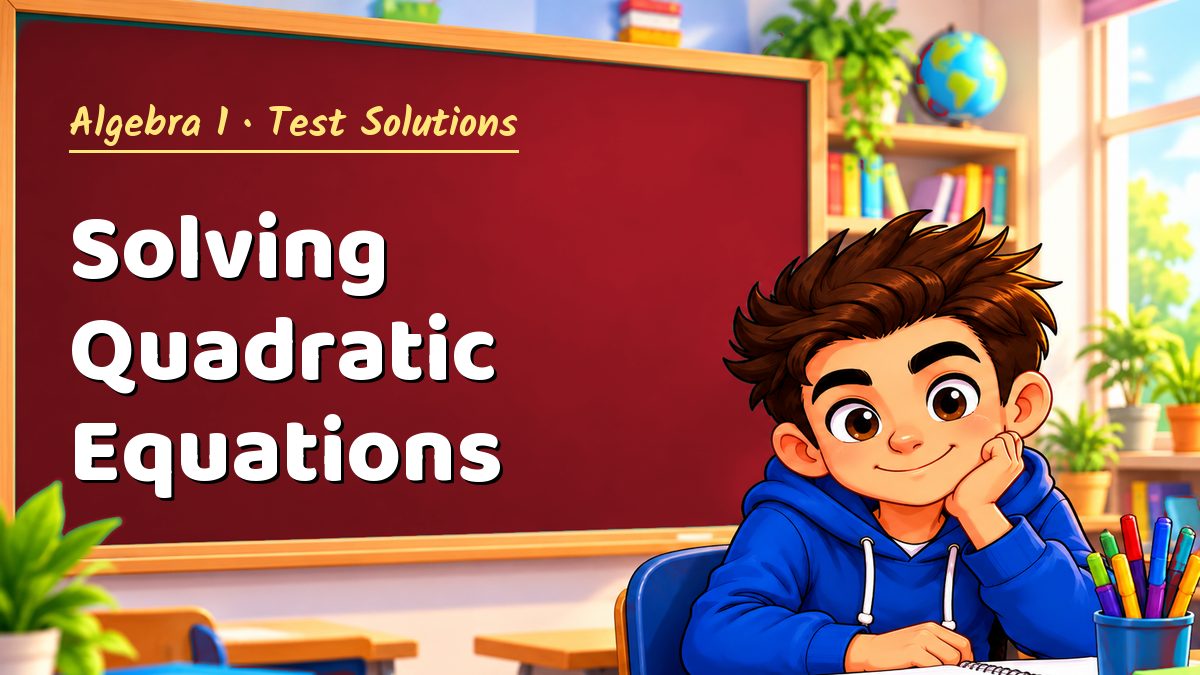 Algebra 1 math test solutions: Solving Quadratic Equations – Maths PDF