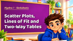Algebra 1 Scatter Plots, Lines of Fit and Two-Way Tables Worksheet (PDF)