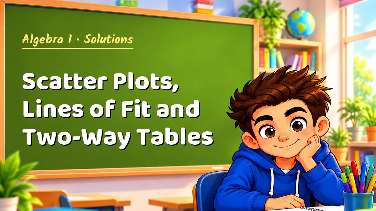Algebra 1 math worksheet solutions: Scatter Plots, Lines of Fit and Two-Way Tables – Maths PDF