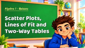 Algebra 1 Scatter Plots, Lines of Fit and Two-Way Tables Quiz: 10 Questions with Explanations