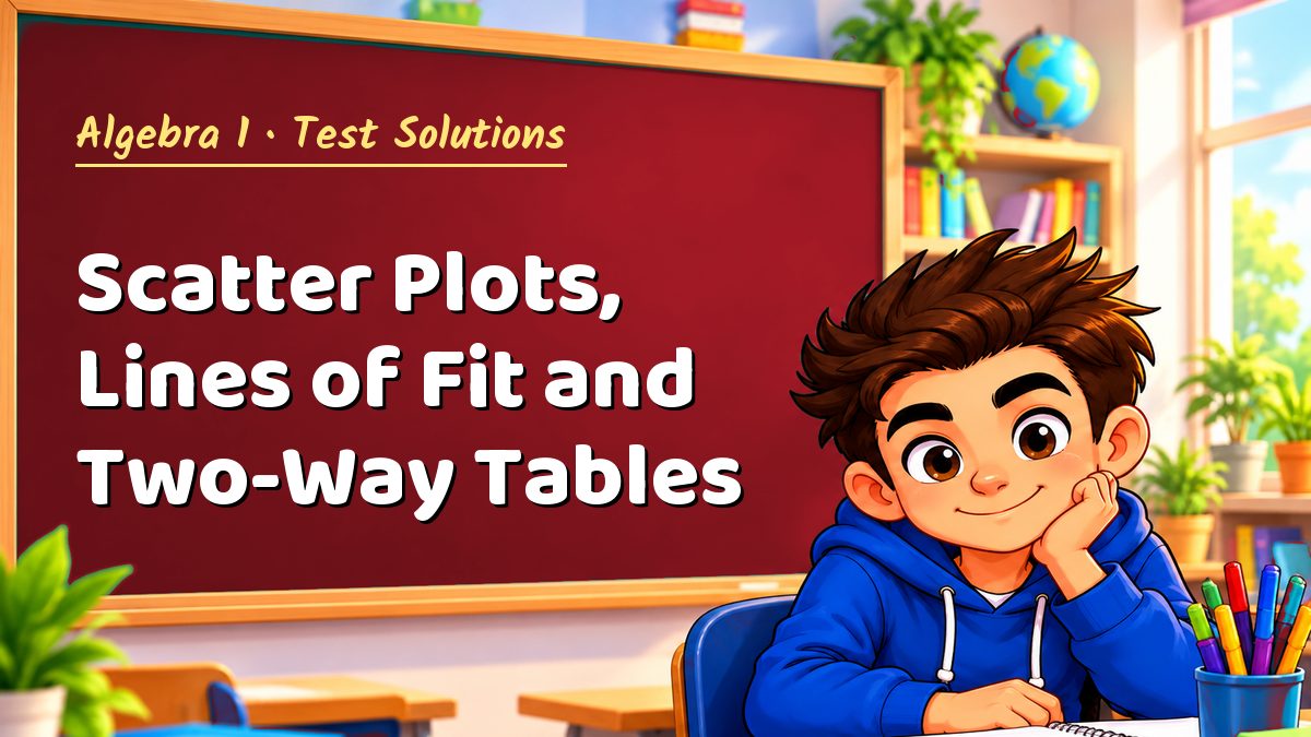 Algebra 1 math test solutions: Scatter Plots, Lines of Fit and Two-Way Tables – Maths PDF