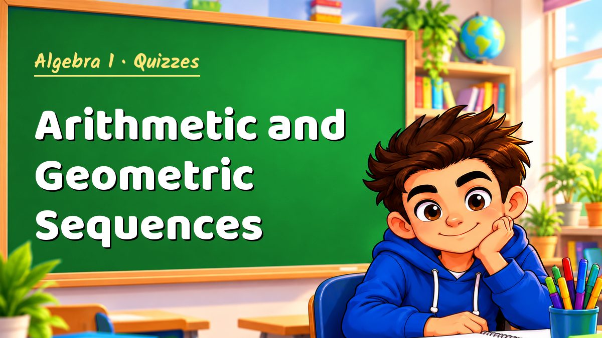 Algebra 1 math quiz: Arithmetic and Geometric Sequences – Maths PDF