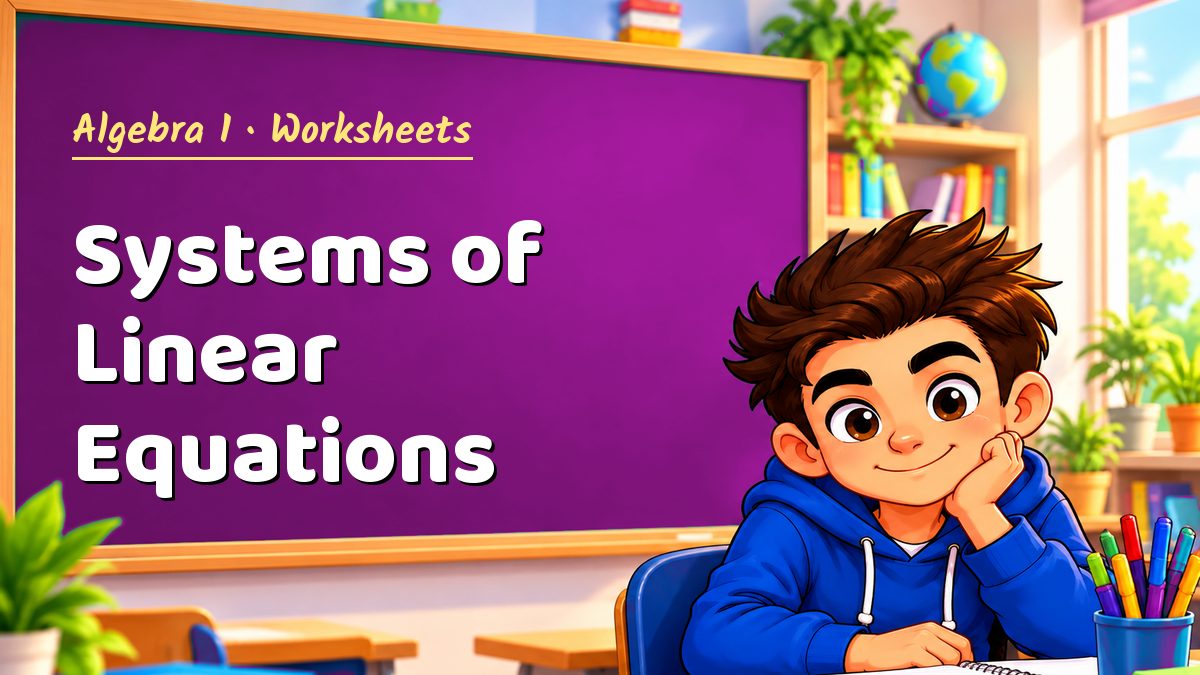 Algebra 1 math worksheet: Systems of Linear Equations – Maths PDF