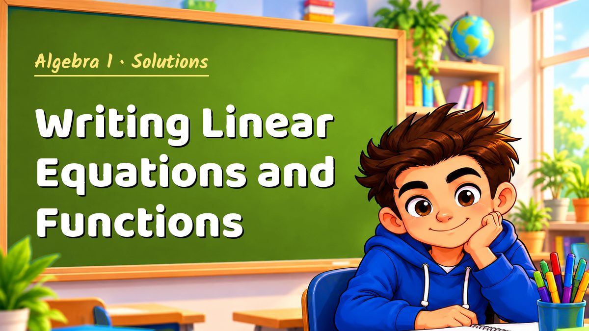 Algebra 1 math worksheet solutions: Writing Linear Equations and Functions – Maths PDF