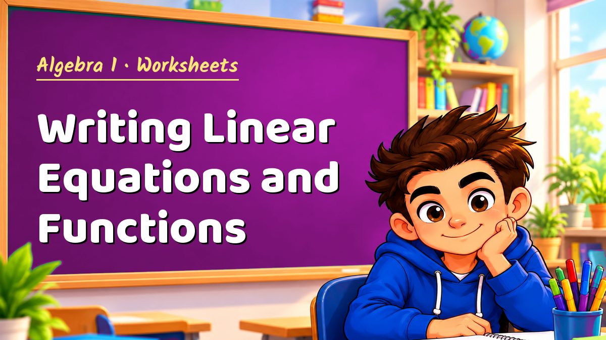 Algebra 1 math worksheet: Writing Linear Equations and Functions – Maths PDF