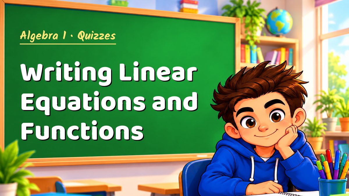 Algebra 1 math quiz: Writing Linear Equations and Functions – Maths PDF