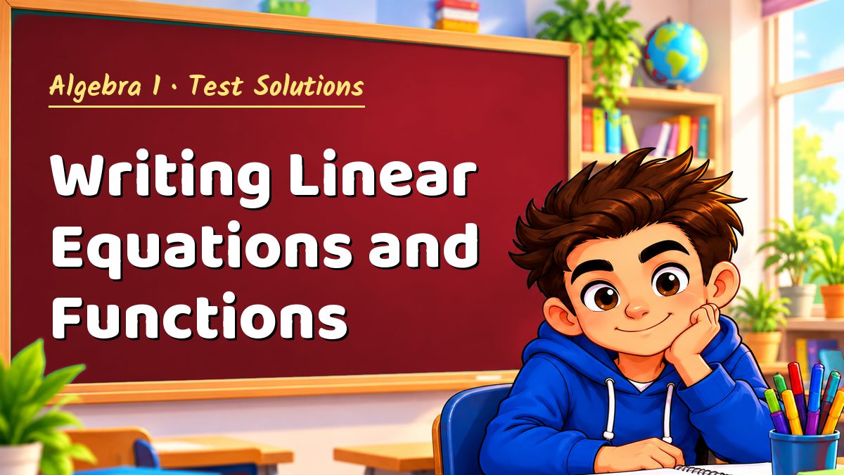 Algebra 1 math test solutions: Writing Linear Equations and Functions – Maths PDF