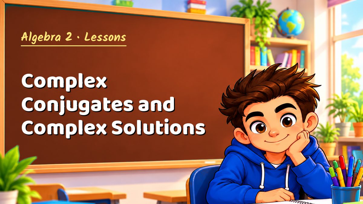 Algebra 2 math lesson: Complex Conjugates and Complex Solutions – Maths PDF
