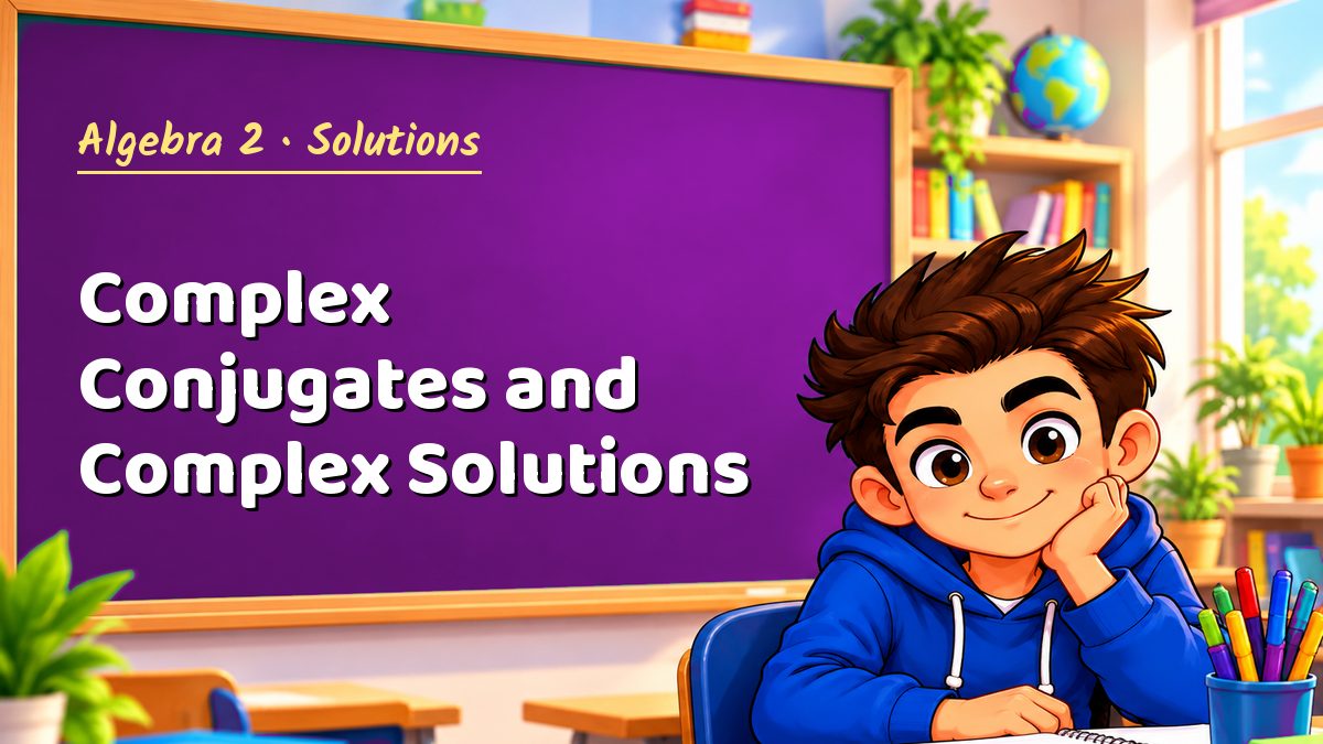 Algebra 2 math worksheet solutions: Complex Conjugates and Complex Solutions – Maths PDF