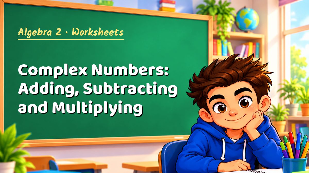 Algebra 2 math worksheet: Complex Numbers: Adding, Subtracting and Multiplying – Maths PDF