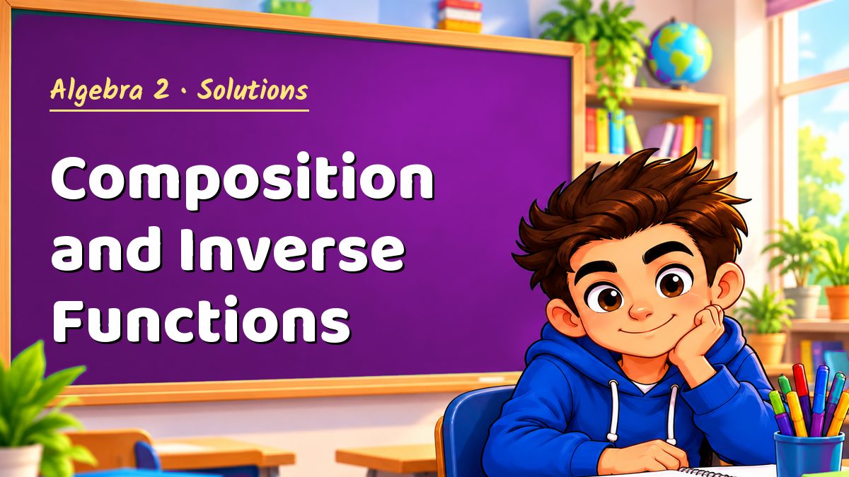 Algebra 2 math worksheet solutions: Composition and Inverse Functions – Maths PDF