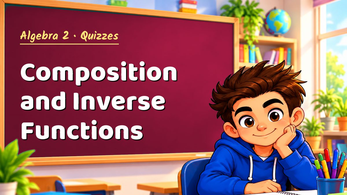 Algebra 2 math quiz: Composition and Inverse Functions – Maths PDF