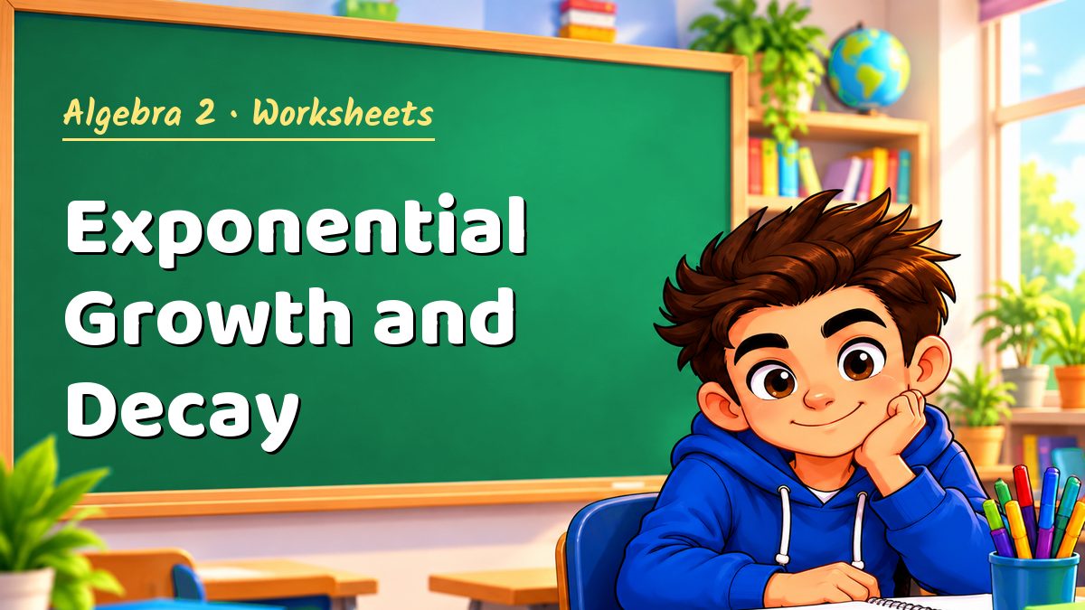 Algebra 2 math worksheet: Exponential Growth and Decay – Maths PDF