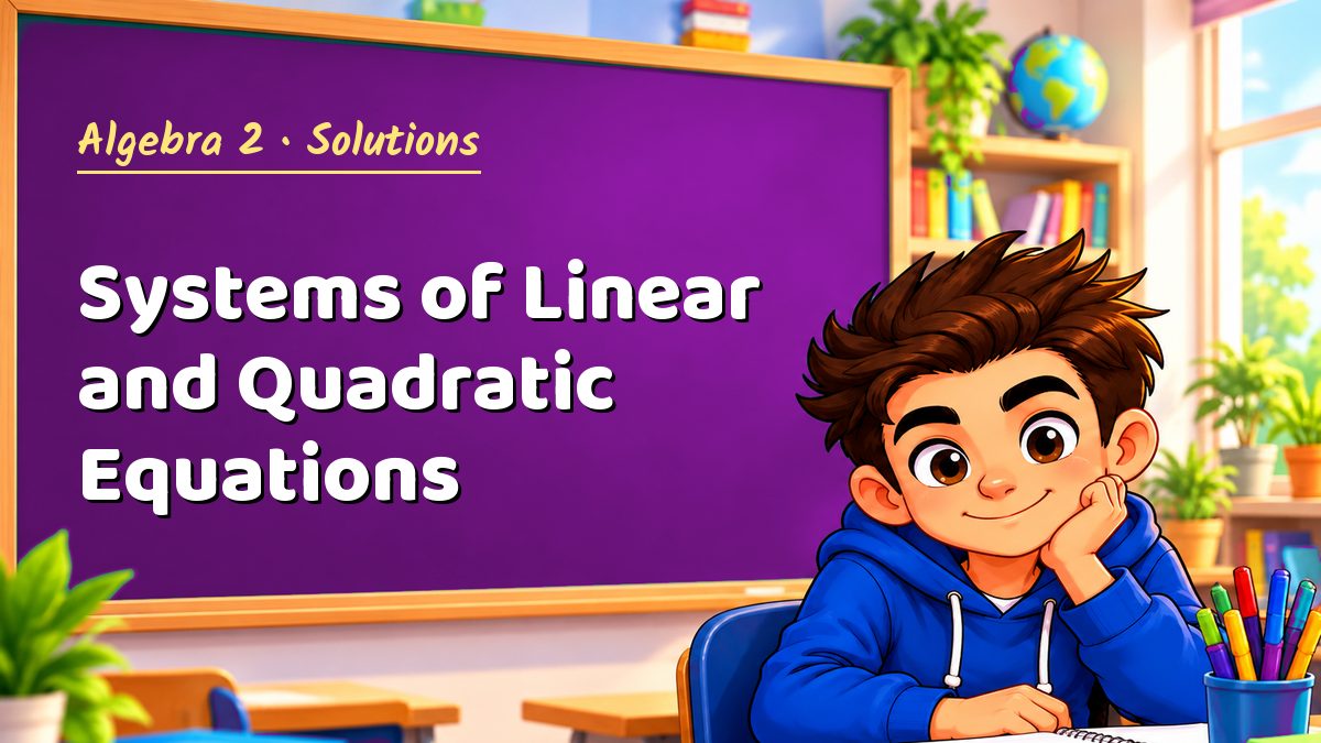 Algebra 2 math worksheet solutions: Systems of Linear and Quadratic Equations – Maths PDF