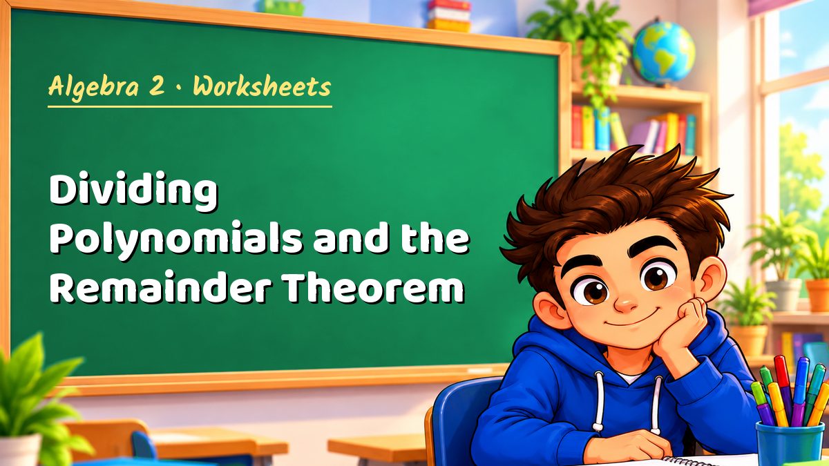 Algebra 2 math worksheet: Dividing Polynomials and the Remainder Theorem – Maths PDF