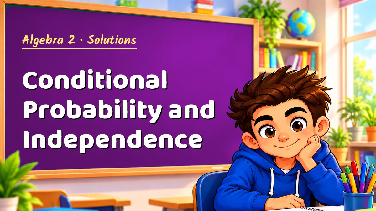 Algebra 2 math worksheet solutions: Conditional Probability and Independence – Maths PDF