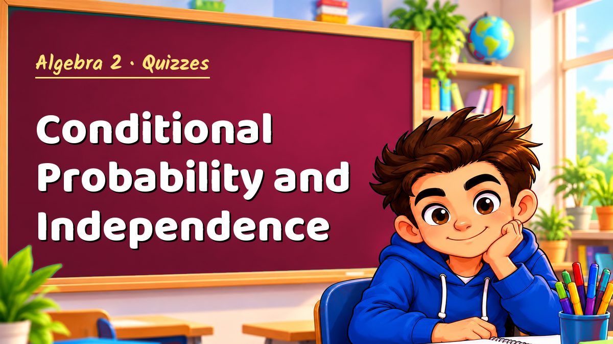 Algebra 2 math quiz: Conditional Probability and Independence – Maths PDF